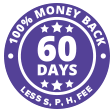 60 day money back guarantee. less P&H